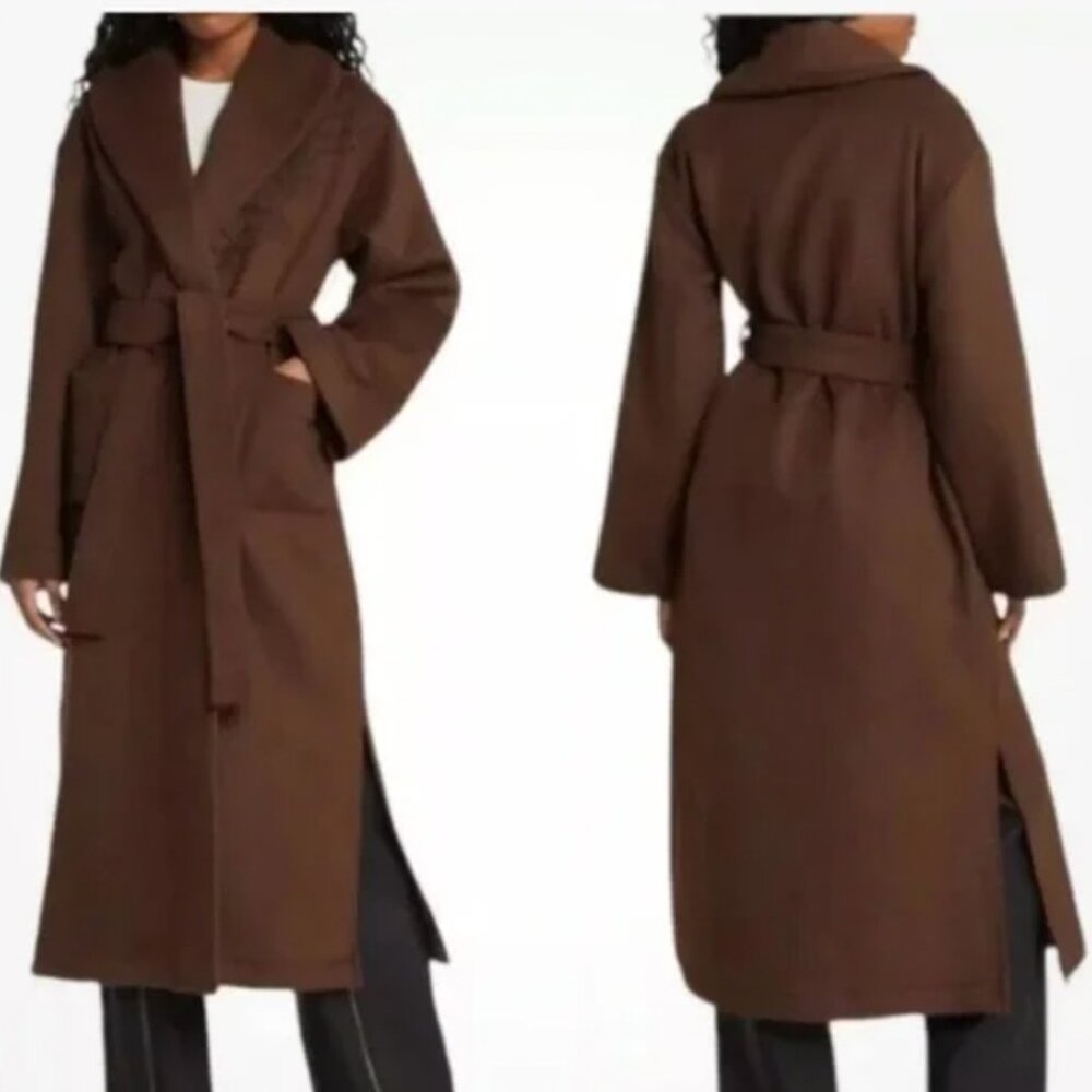 Honor the Gift Long Wool Blend Jacket Brown w/Embroidery Size Small